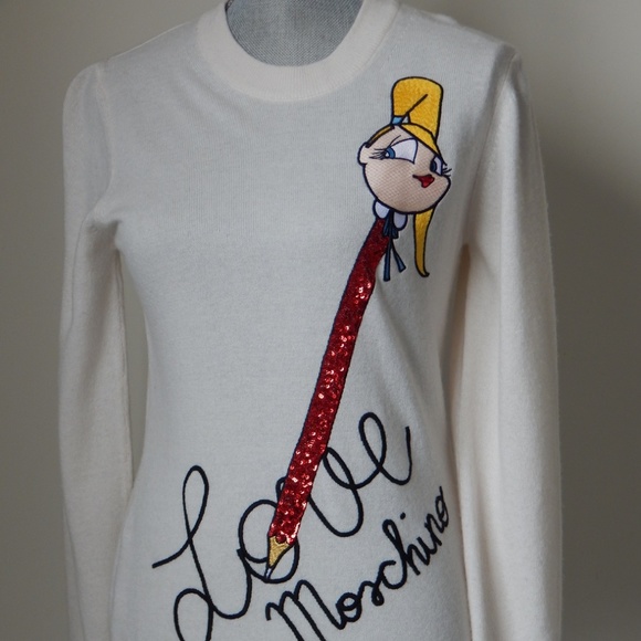 Love Moschino Sequined Embroidered Women’s Pullover Sweater Top US 8 / IT 44 NWT - Picture 3 of 11